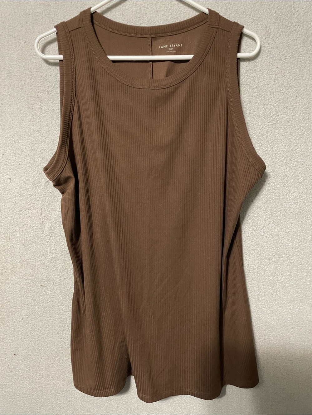 Lane Bryant Ribbed Crewneck Tank in Mustard Gold, hunter green, purple, brown - Picture 6 of 8